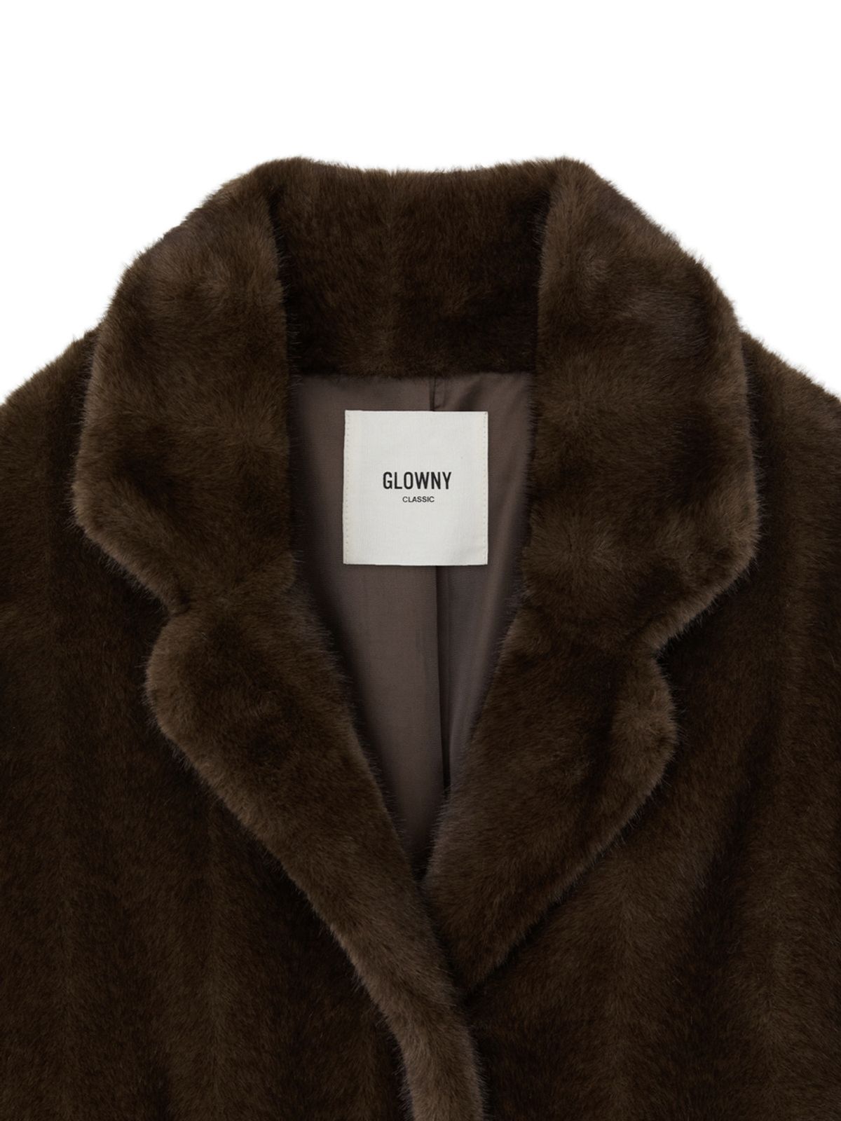 글로니(GLOWNY) G HUSH FUR MID COAT (BROWN)