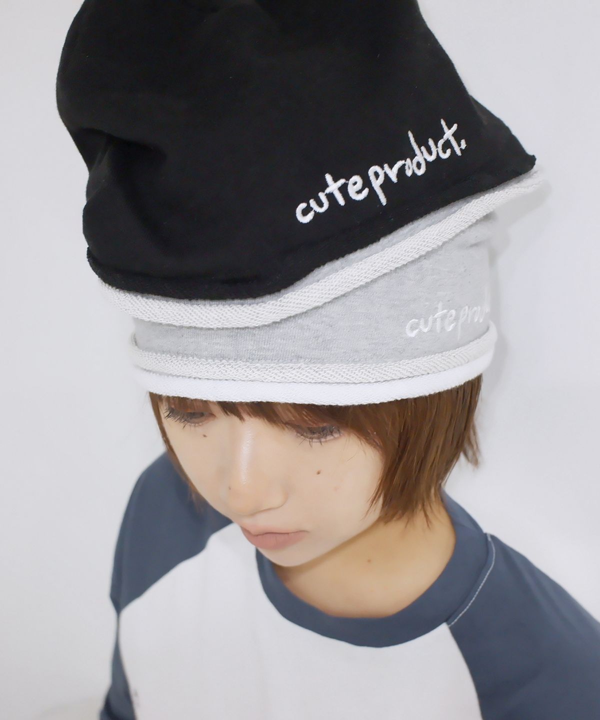 에프터누드(AFTERNUDE) AFTER LAYERED BEANIE (BLACK)