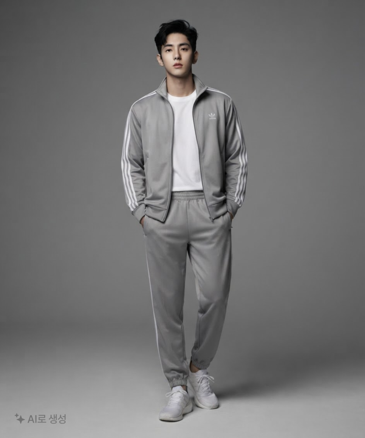 아디다스(ADIDAS) 로고 트레이닝 팬츠 - 그레이:실버 / H37071 L