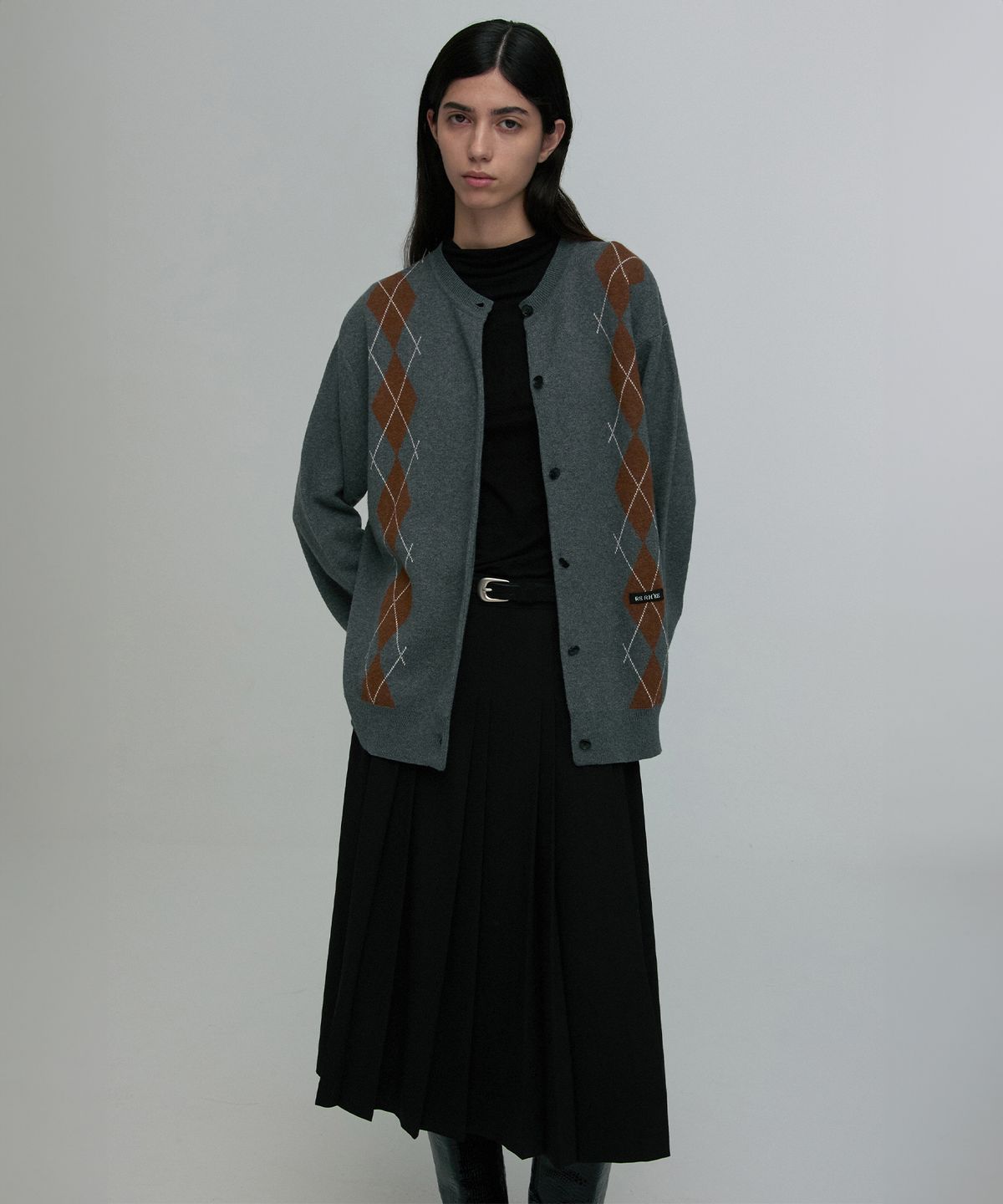 리이(RE RHEE) WOOL-SILK BLEND PLEATED SKIRT
