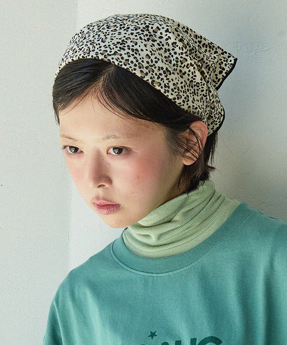 마우그(MAUG) 듀이 코튼 미니 스카프 레오파드