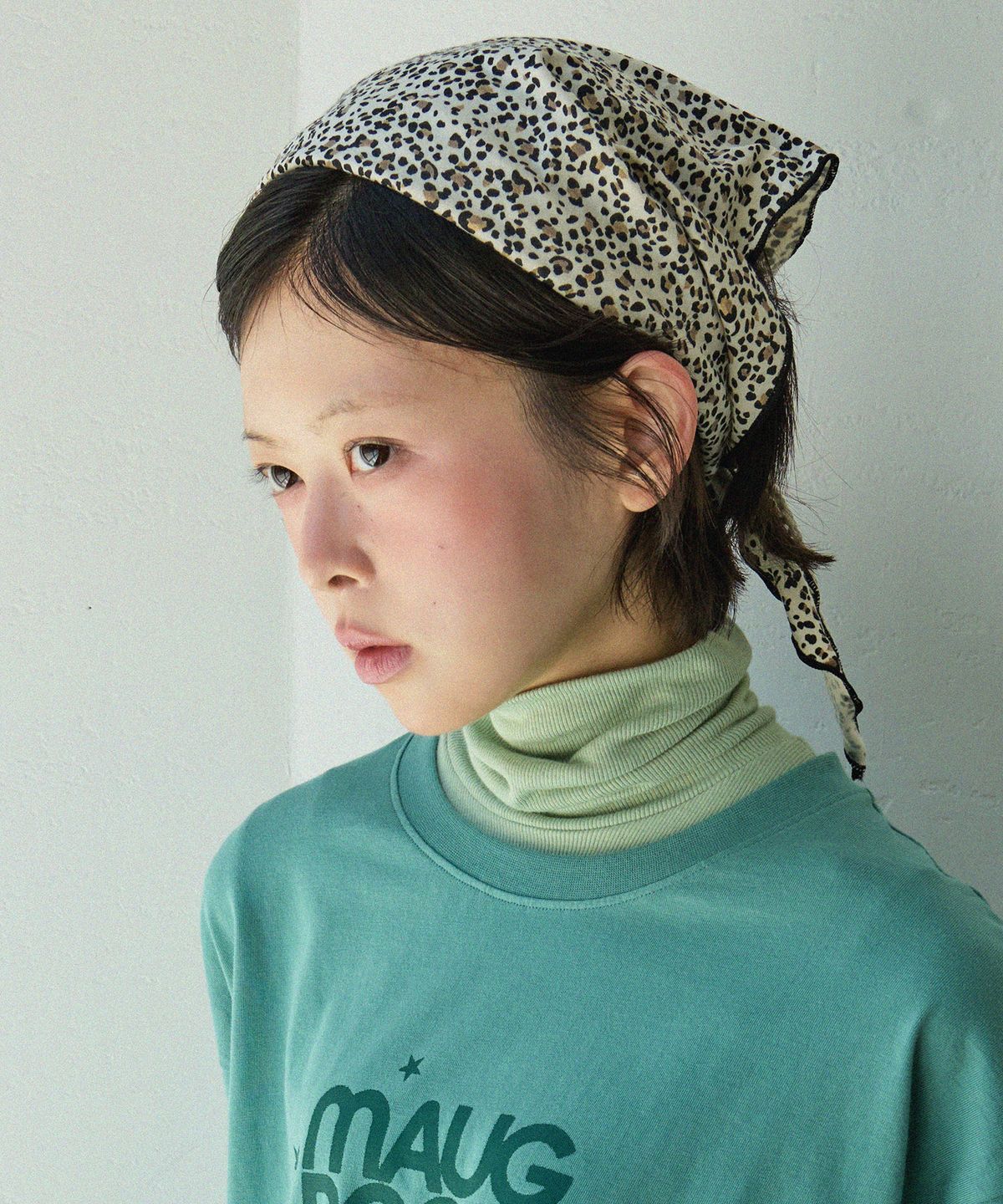 마우그(MAUG) 듀이 코튼 미니 스카프 레오파드