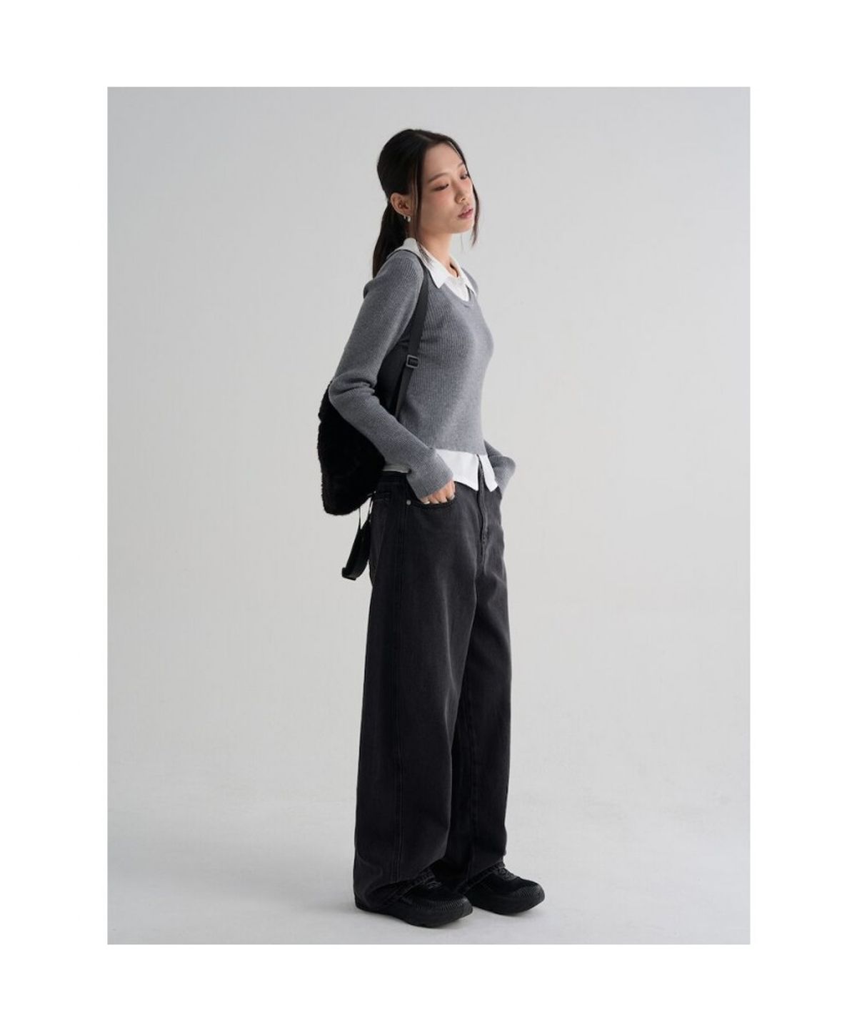 에잇세컨즈(8SECONDS) 카라 레이어드 플오버  그레이