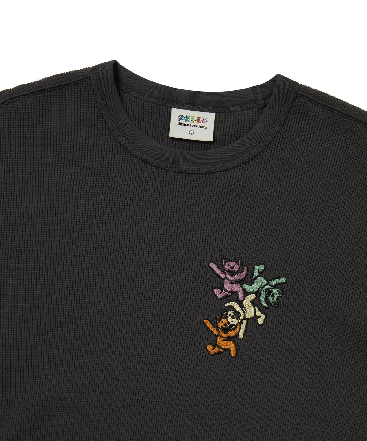 디스이즈네버댓(THISISNEVERTHAT) GD Ol Dancing Bears Waffle L/S Top Off Black