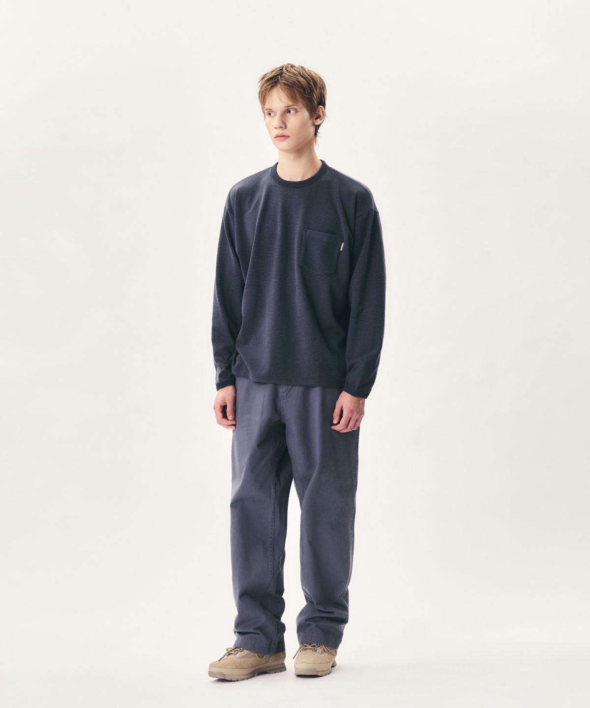 에스피오나지(ESPIONAGE) Stripe Fleece L/S Tee Navy