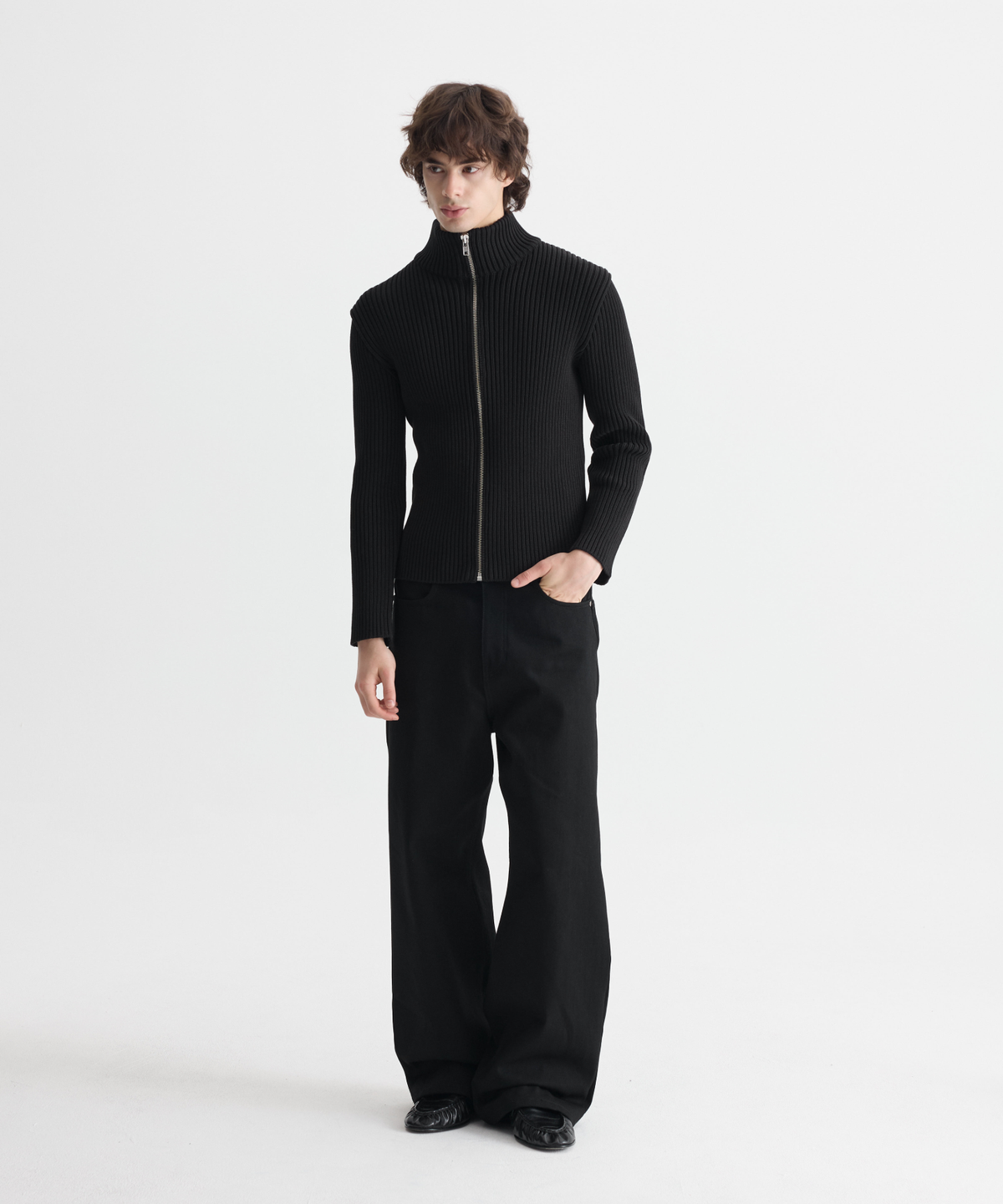 엔써리세븐(NTHIRTYSEVEN) Knit Zip Cardigan - 2 color