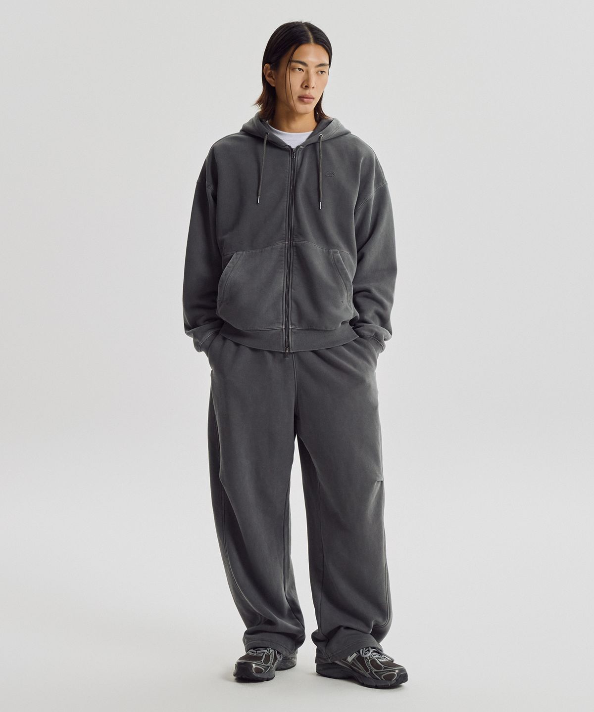뉴발란스(NEW BALANCE) NBMDG41043 / UNI 플라잉 기모 다잉 후드집업 (D/CHARCOAL)