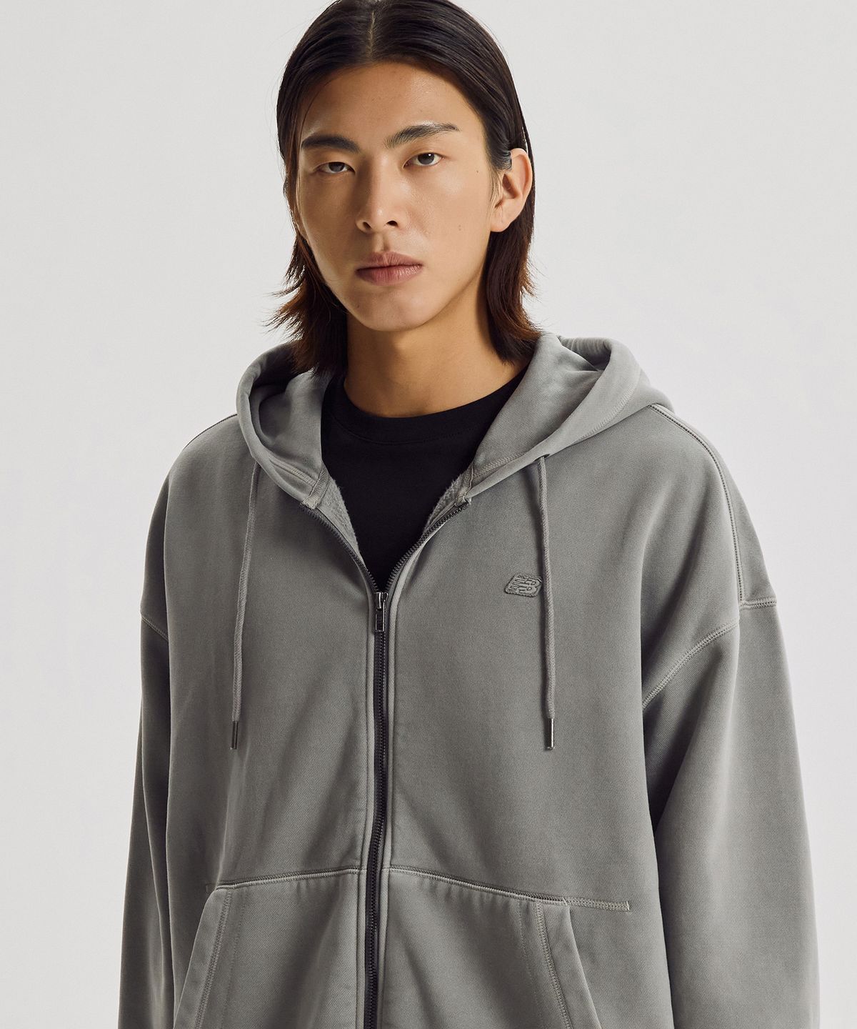 뉴발란스(NEW BALANCE) NBMDG41043 / UNI 플라잉 기모 다잉 후드집업 (D/GRAY)