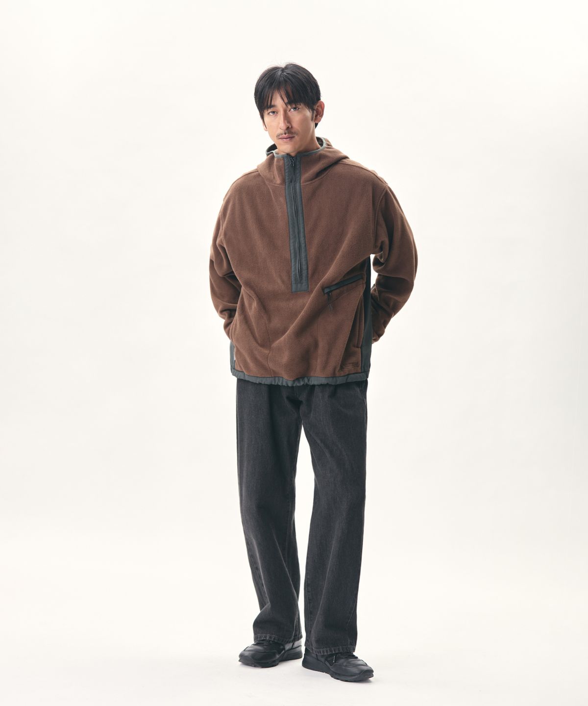 에스피오나지(ESPIONAGE) Expl. Fleece Pullover Anorak Brown Olive