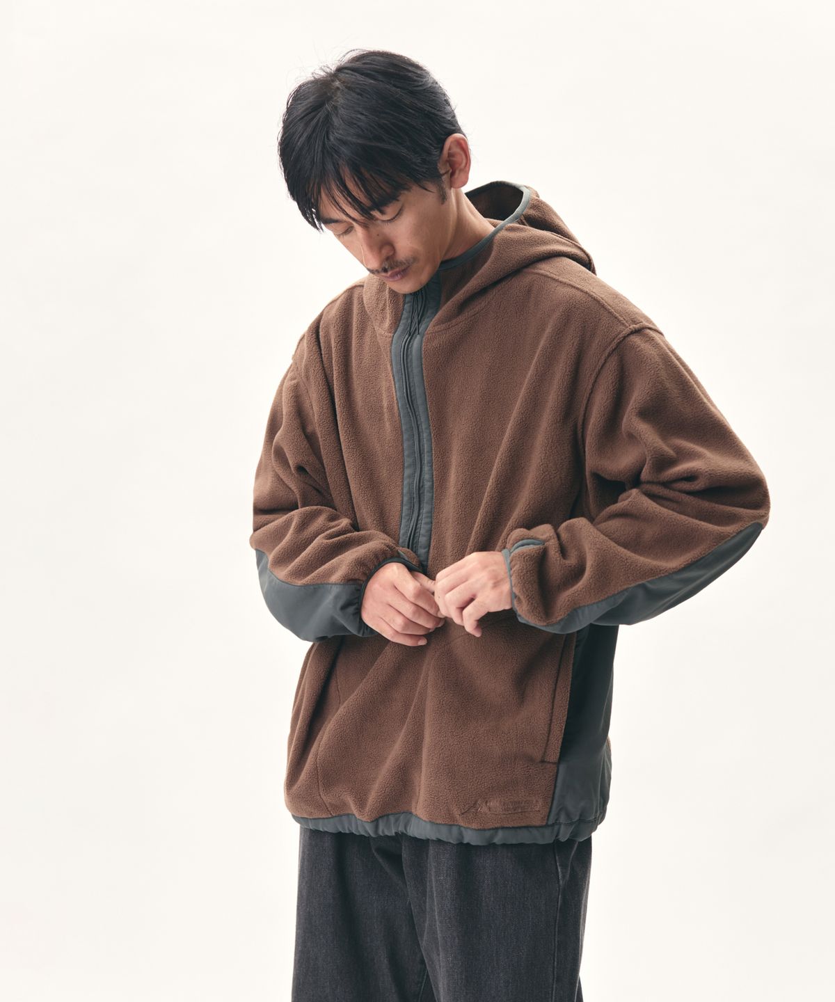 에스피오나지(ESPIONAGE) Expl. Fleece Pullover Anorak Brown Olive