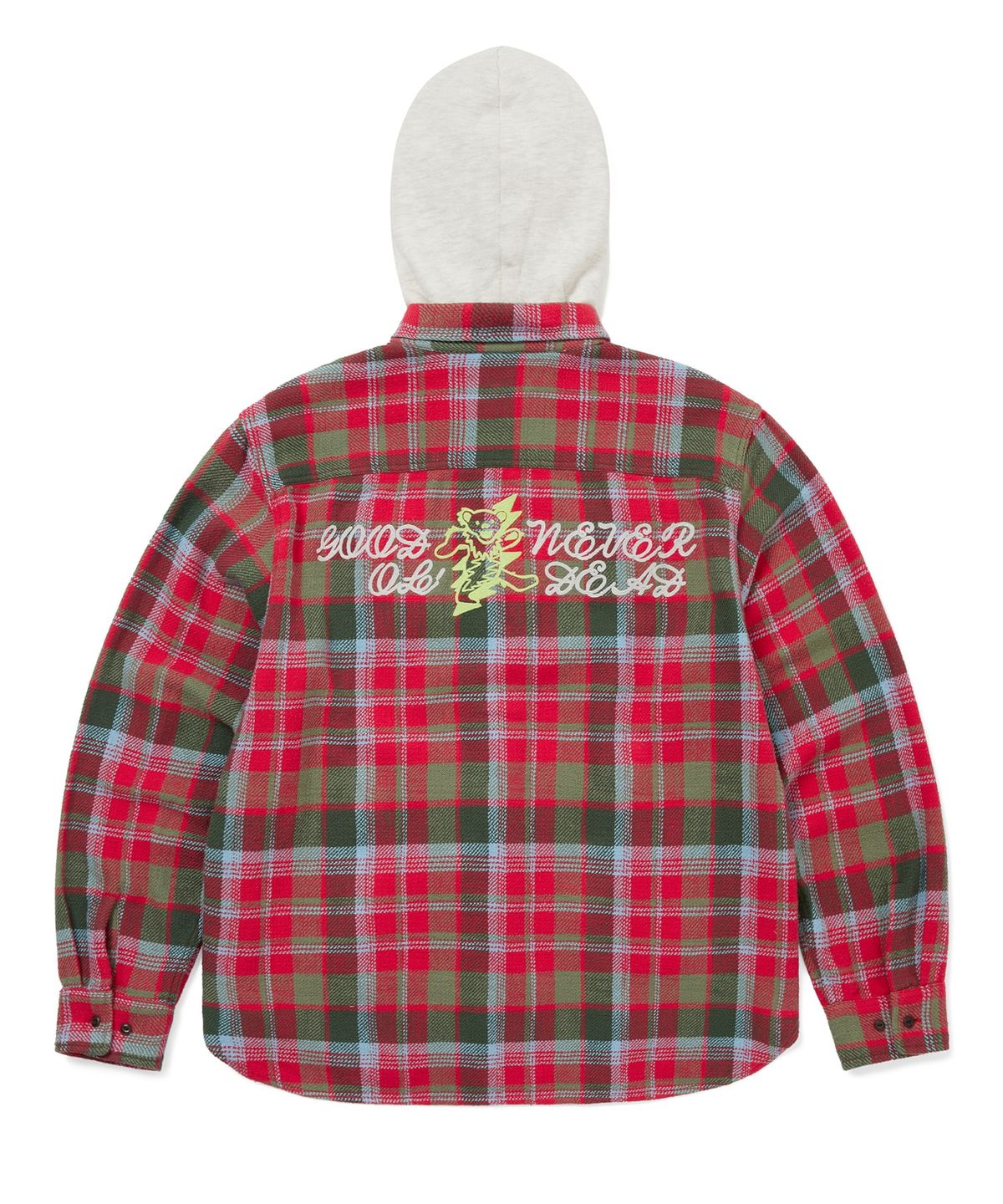 디스이즈네버댓(THISISNEVERTHAT) GD Lightning Bear Hooded Plaid Shirt Red