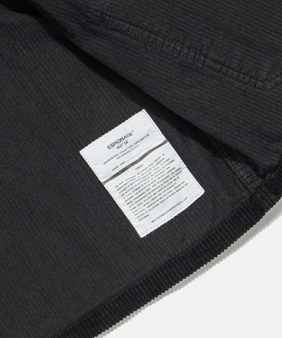 에스피오나지(ESPIONAGE) Corduroy French Work Jacket Ink Black