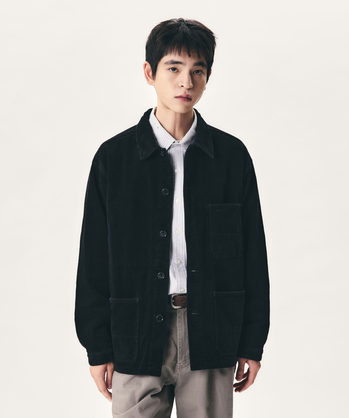 에스피오나지(ESPIONAGE) Corduroy French Work Jacket Ink Black