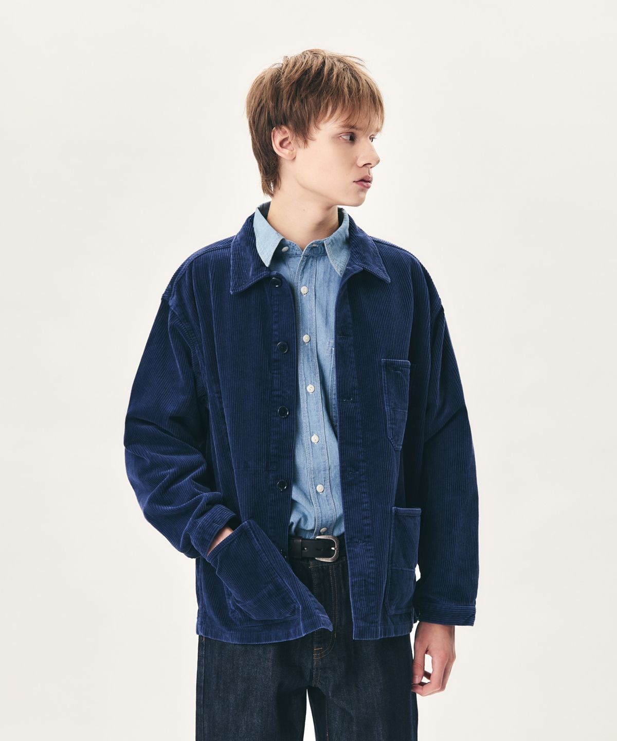 에스피오나지(ESPIONAGE) Corduroy French Work Jacket Dark Blue