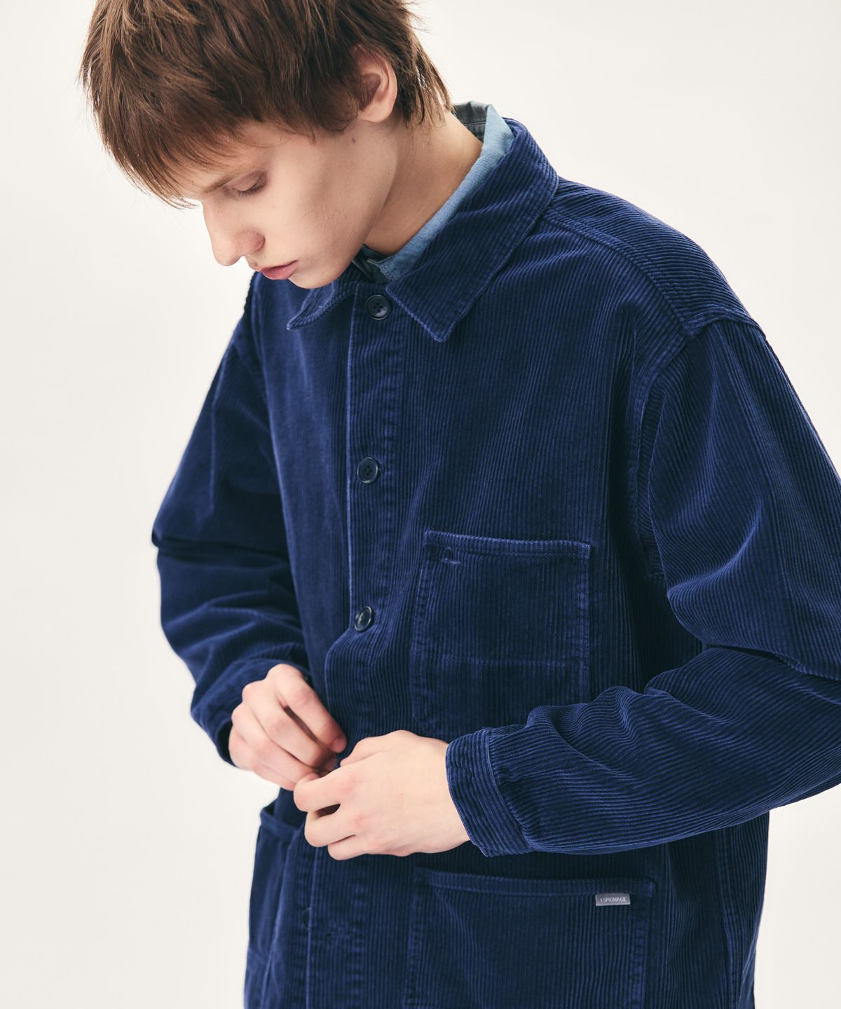 에스피오나지(ESPIONAGE) Corduroy French Work Jacket Dark Blue