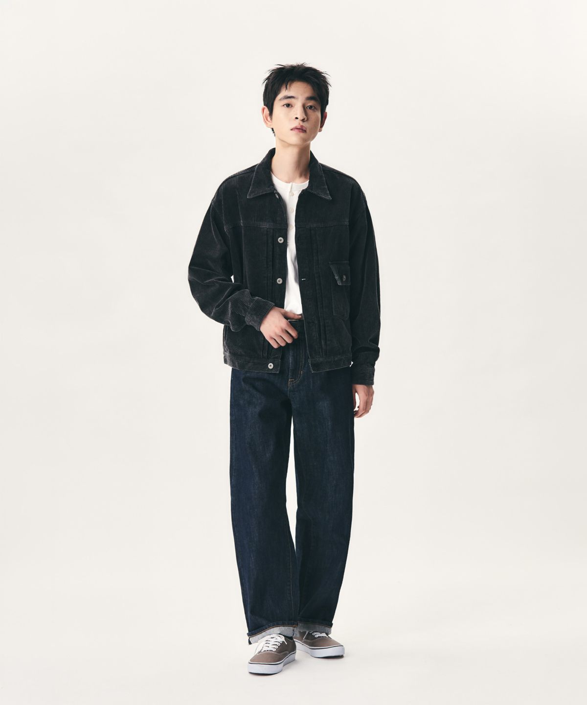 에스피오나지(ESPIONAGE) Type 1 Vintage Corduroy Trucker Jacket Washed Black