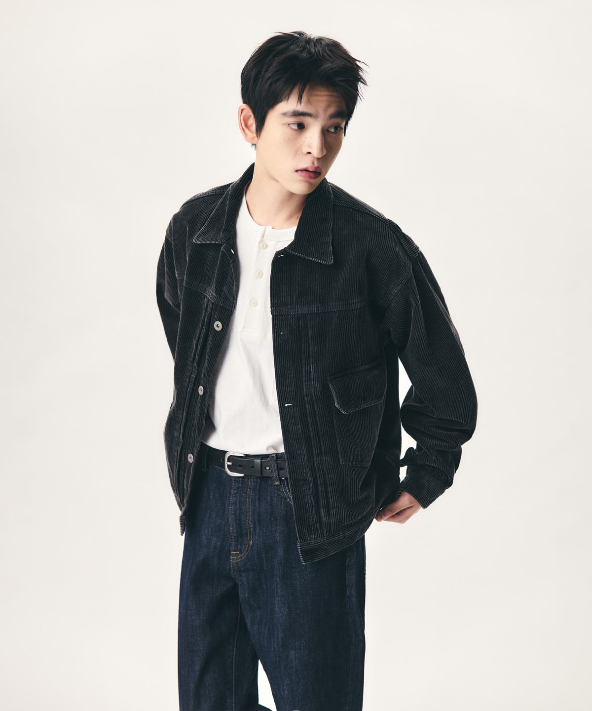 에스피오나지(ESPIONAGE) Type 1 Vintage Corduroy Trucker Jacket Washed Black