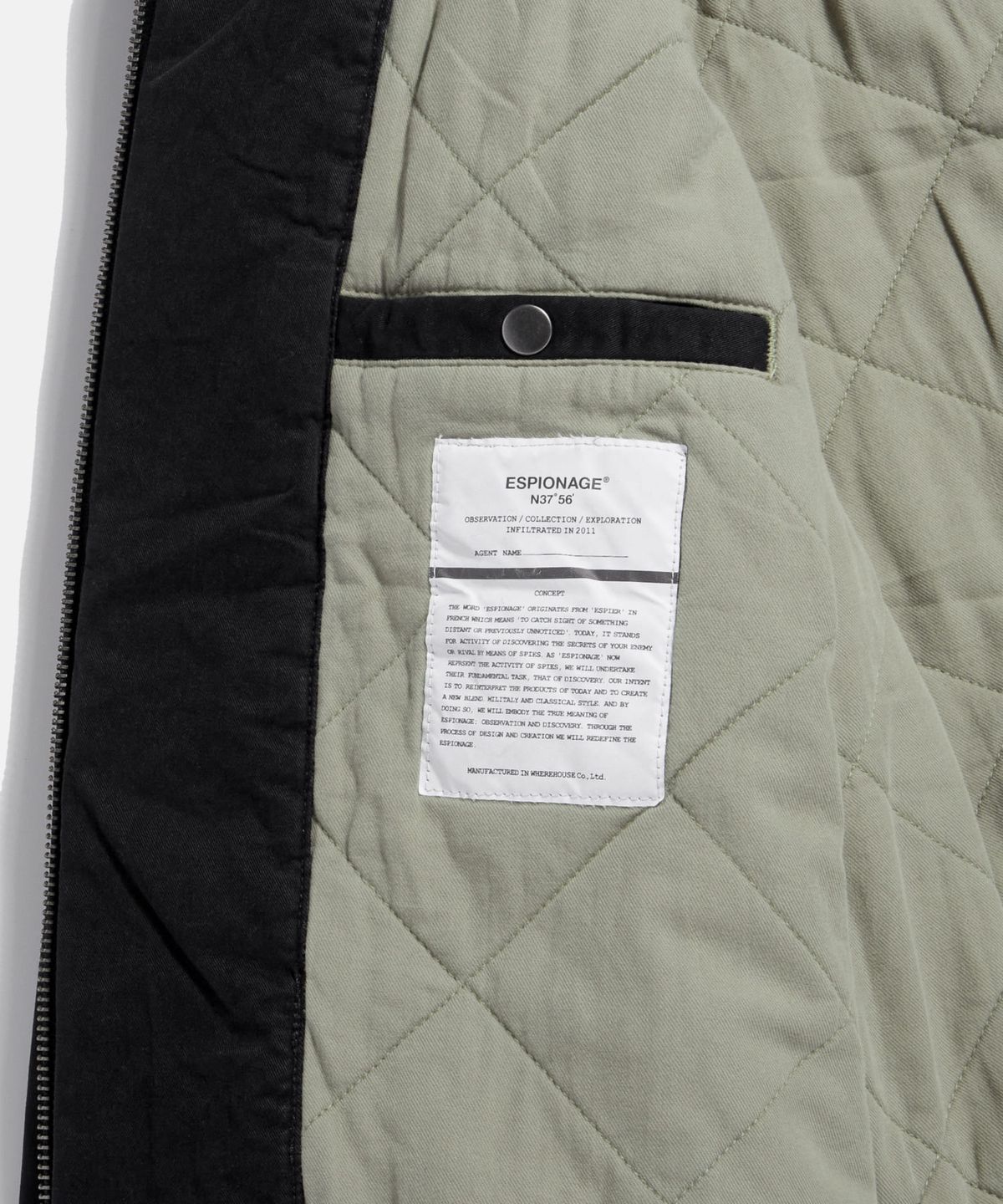에스피오나지(ESPIONAGE) Insulated Washed Cotton Blouson Black
