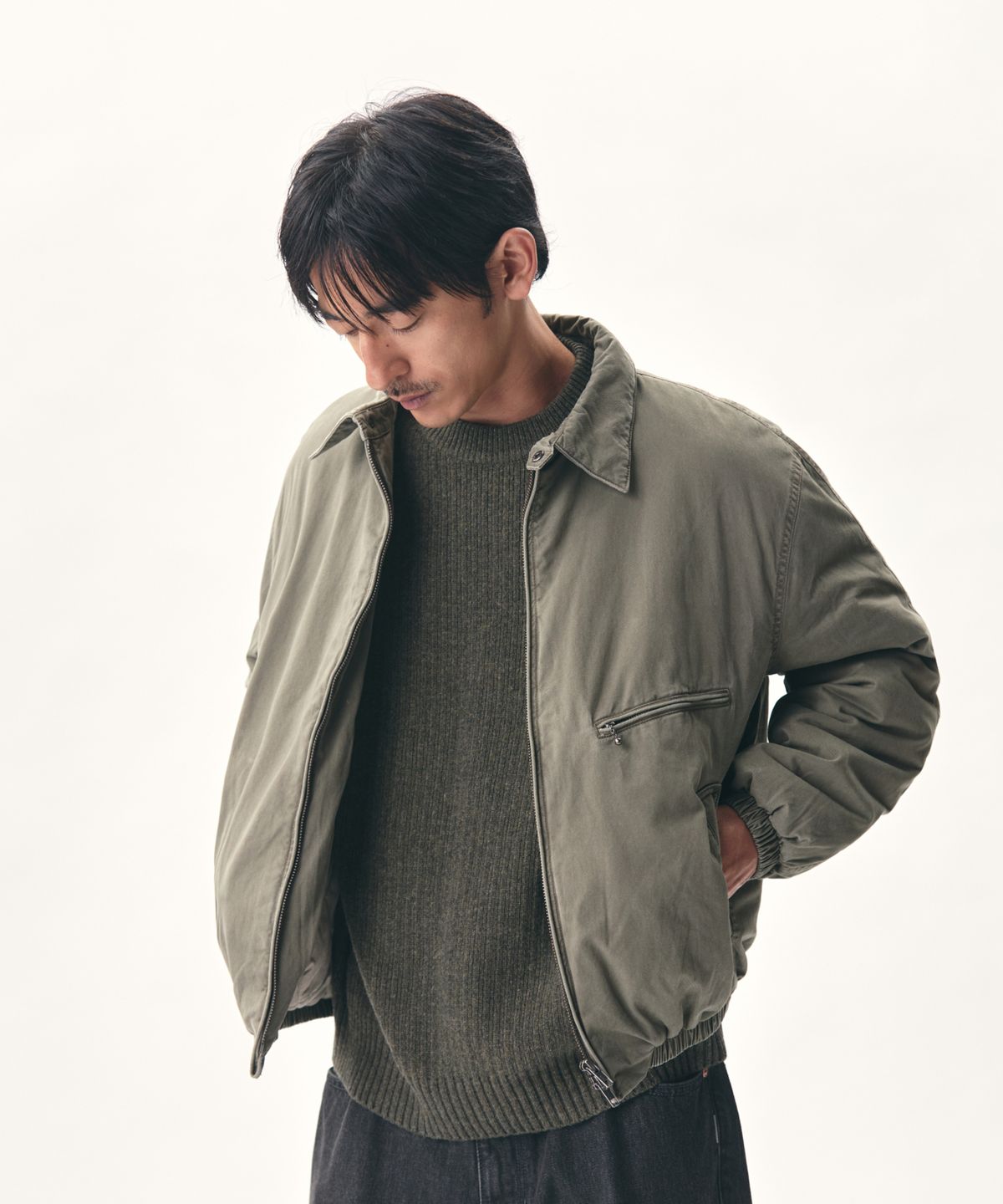 에스피오나지(ESPIONAGE) Insulated Washed Cotton Blouson Olive