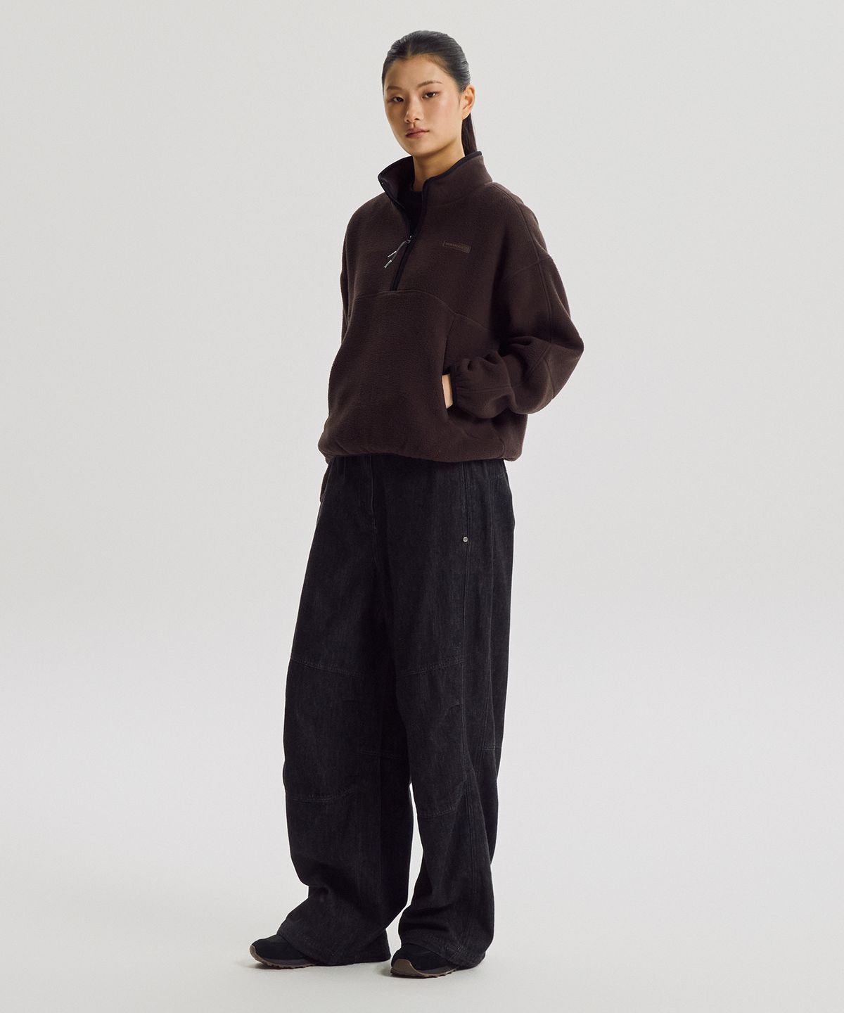 뉴발란스(NEW BALANCE) NBNCG4W912 / WOMEN 코지 플리스 반집업 (BROWN)