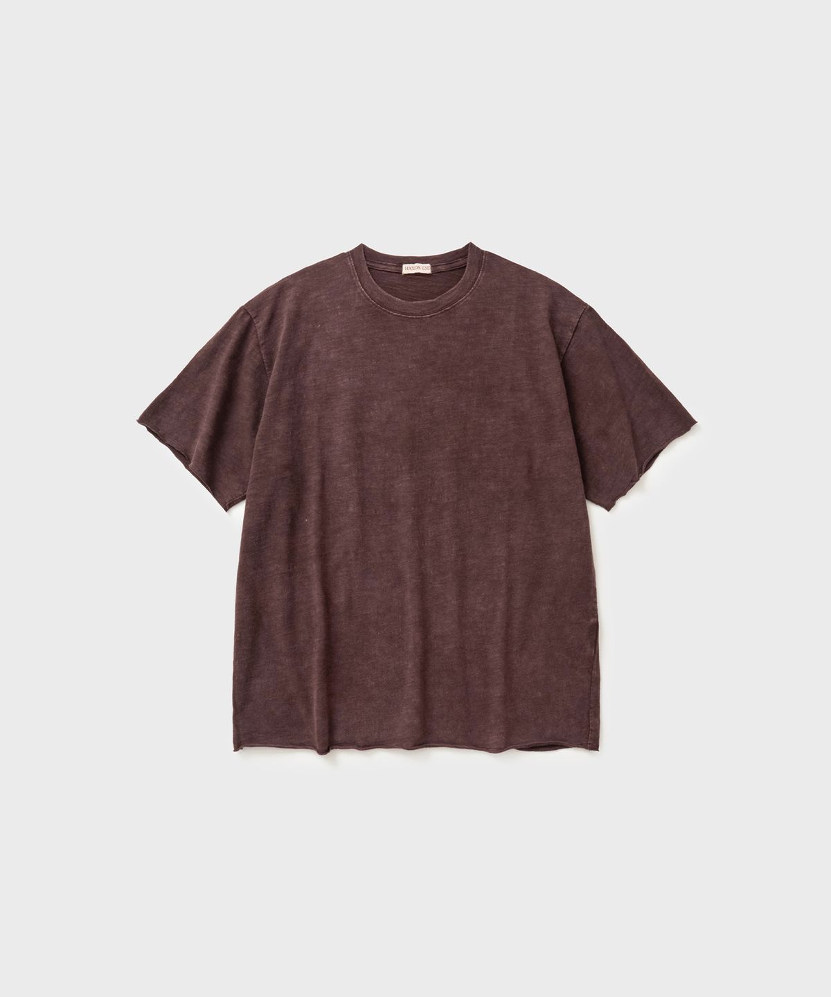 핸즈 엔드(HANDS END) Raw Cut Slub T-shirt Faded Brown
