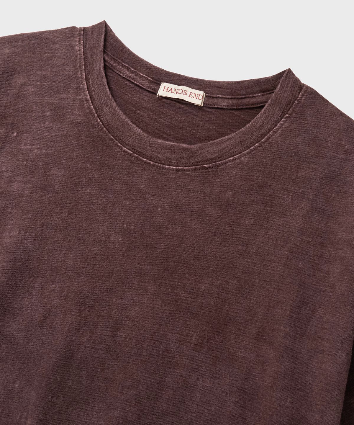 핸즈 엔드(HANDS END) Raw Cut Slub T-shirt Faded Brown