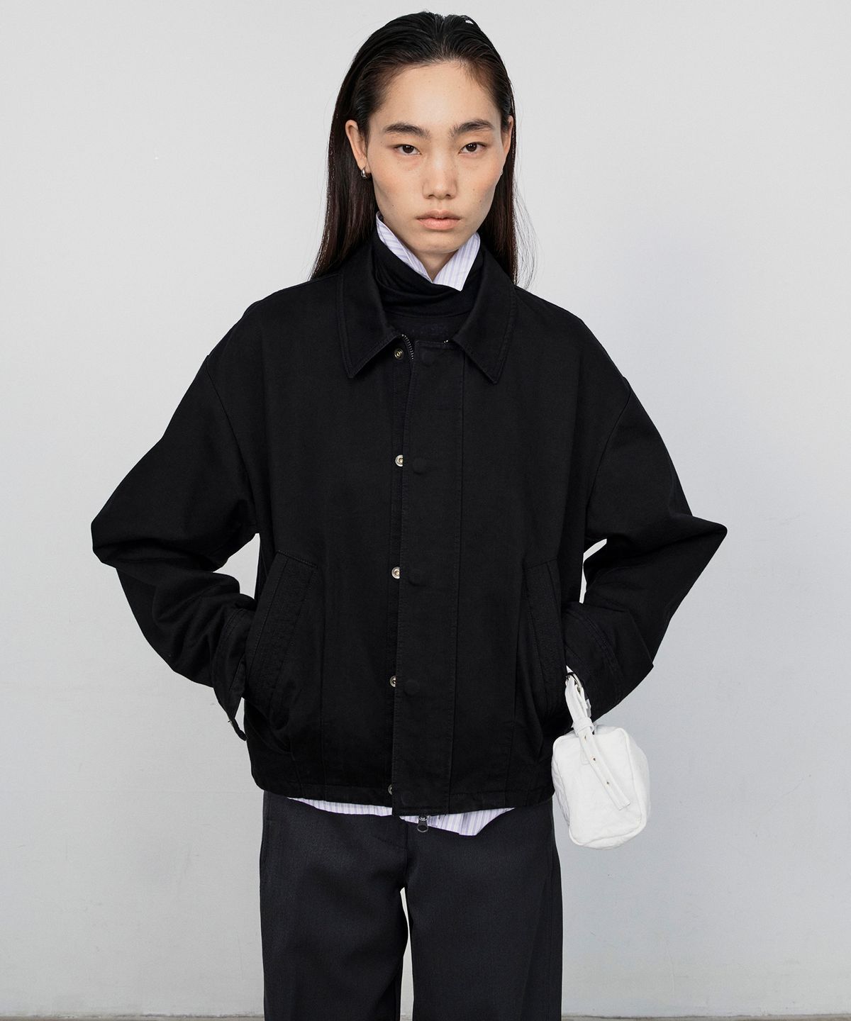 호이테(HEUTE) NOAH TIRE POCKET BOMBER JACKET (BLACK)