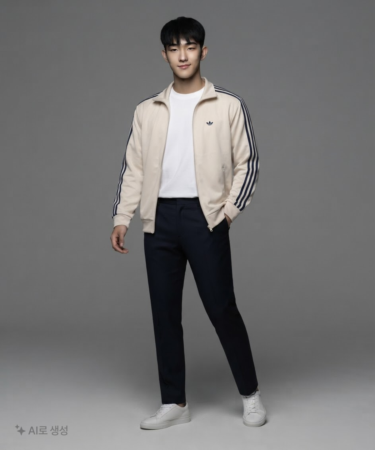 아디다스(ADIDAS) BB 트랙탑 - 베이지:인디고 / IZ4922 M