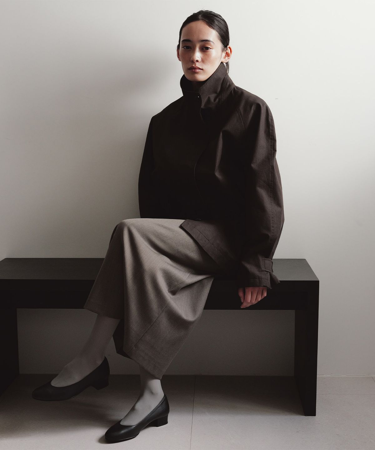 블랭크룸 우먼(BLANKROOM HER) 펜슬 스커트_GRAYISH BROWN