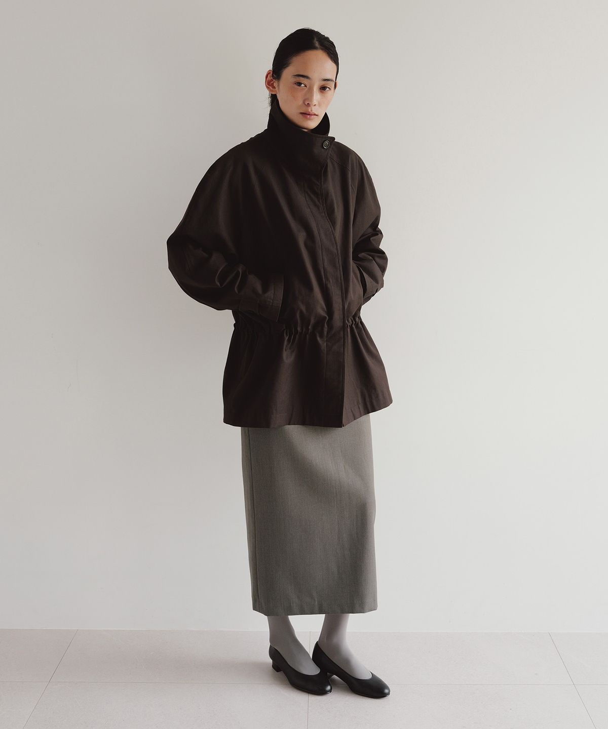 블랭크룸 우먼(BLANKROOM HER) 펜슬 스커트_GRAYISH BROWN