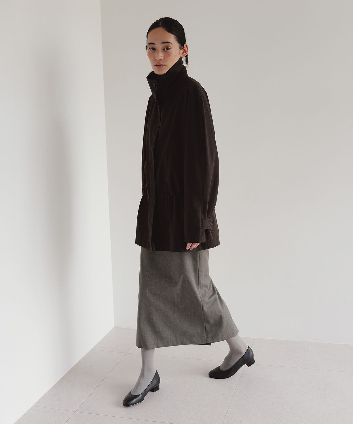 블랭크룸 우먼(BLANKROOM HER) 펜슬 스커트_GRAYISH BROWN