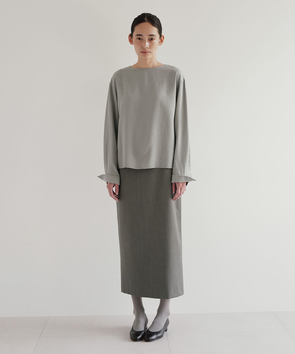 블랭크룸 우먼(BLANKROOM HER) 펜슬 스커트_GRAYISH BROWN