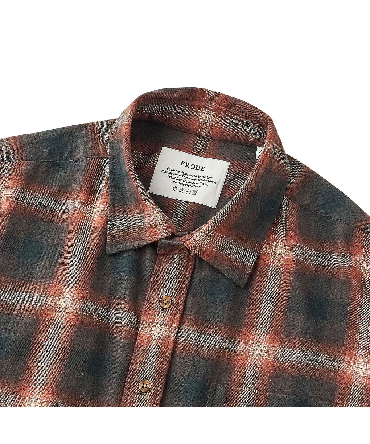 프로드셔츠(PRODESHIRT) H-900 옴브레 체크셔츠 (번트 오렌지)