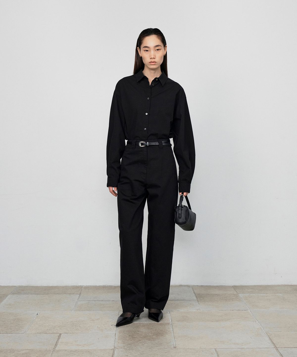 호이테(HEUTE) DREW BIO WASHED STITCH SHIRT (BLACK)