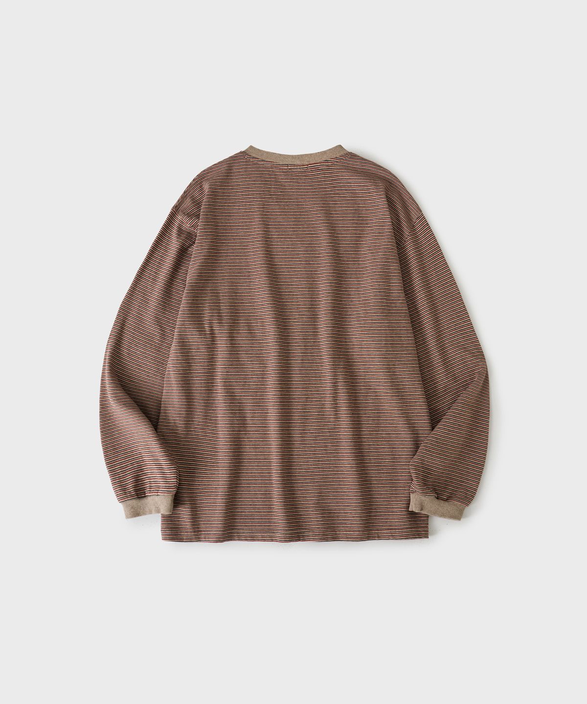 핸즈 엔드(HANDS END) Multi Stripe L/S T-Shirt Beige&Red