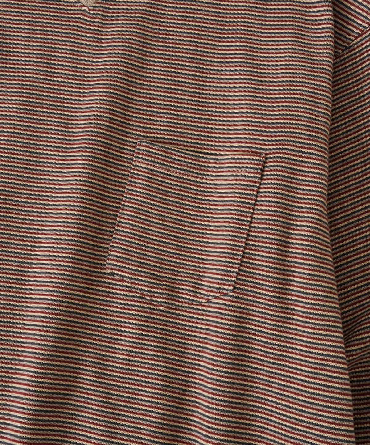 핸즈 엔드(HANDS END) Multi Stripe L/S T-Shirt Beige&Red