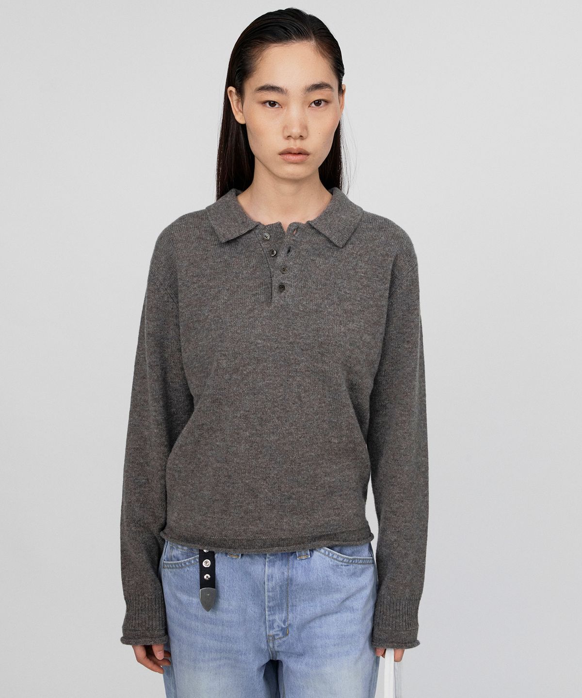 호이테(HEUTE) ROAN PURE WOOL COLLARED KNIT (BROWN)