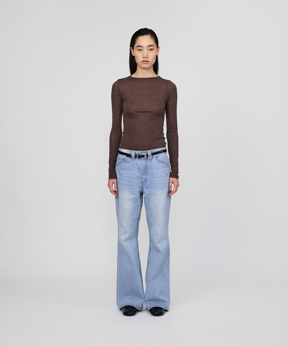 호이테(HEUTE) KIRIN WOOL BLEND STRETCH TEE (BROWN)