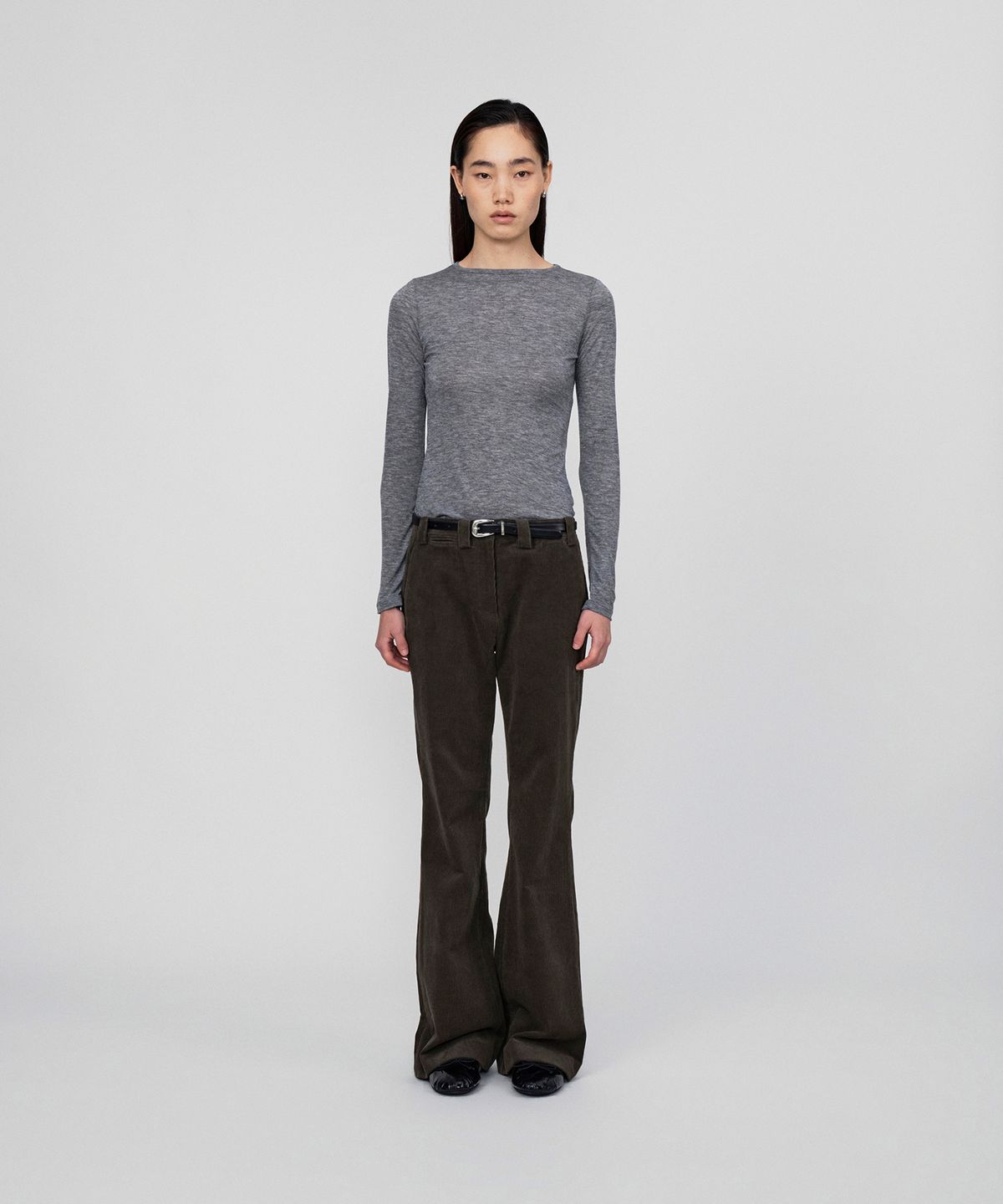 호이테(HEUTE) KIRIN WOOL BLEND STRETCH TEE (GREY)
