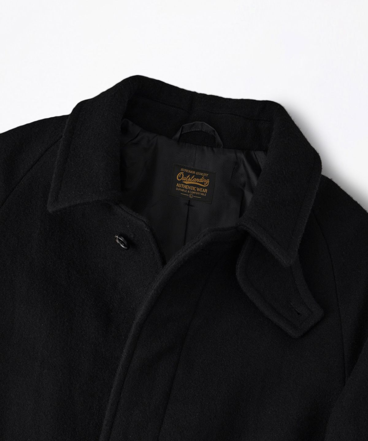 아웃스탠딩(OUTSTANDING) MELTON WOOL BALMACAAN COAT_BLACK
