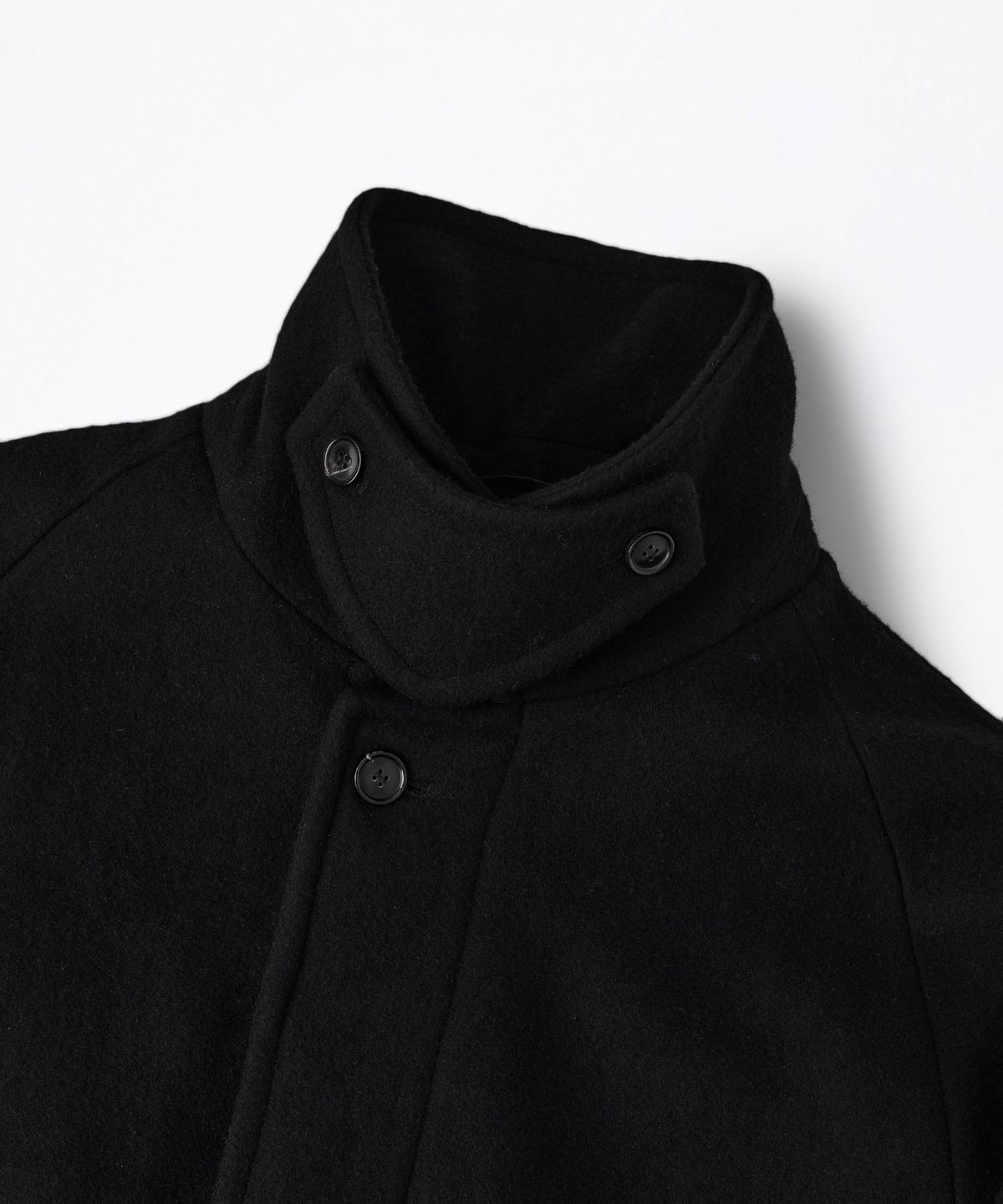 아웃스탠딩(OUTSTANDING) MELTON WOOL BALMACAAN COAT_BLACK