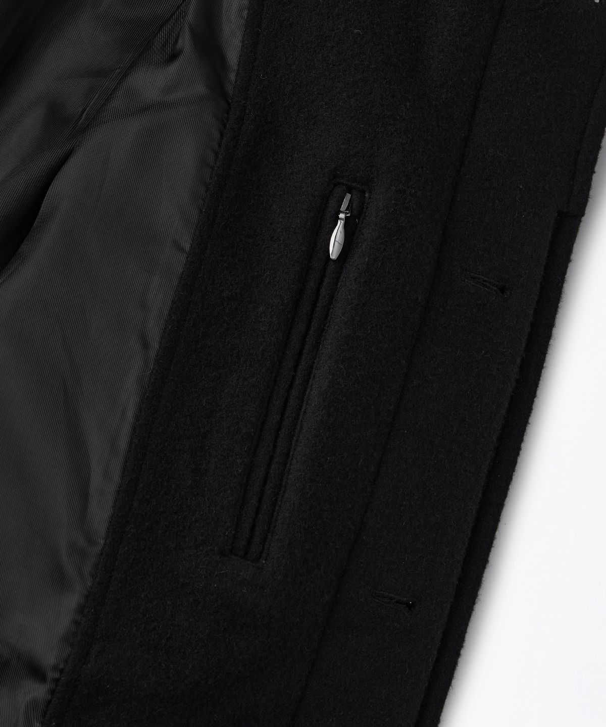아웃스탠딩(OUTSTANDING) MELTON WOOL BALMACAAN COAT_BLACK