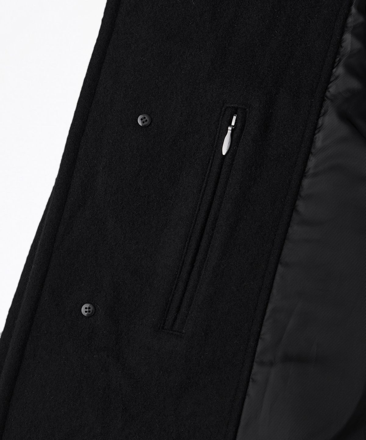 아웃스탠딩(OUTSTANDING) MELTON WOOL BALMACAAN COAT_BLACK
