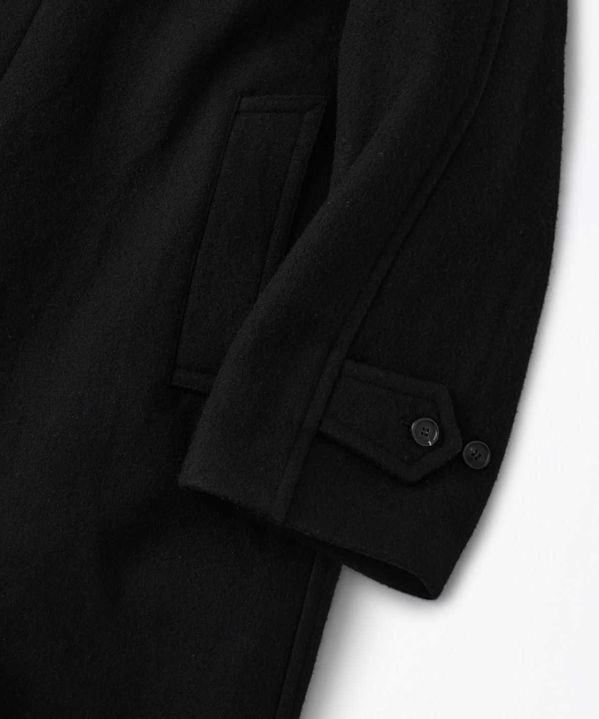 아웃스탠딩(OUTSTANDING) MELTON WOOL BALMACAAN COAT_BLACK