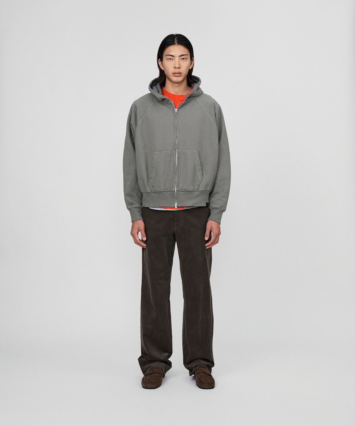 호이테(HEUTE) MASON DAMAGE WASHED HOODIE (LIGHT KHAKI)