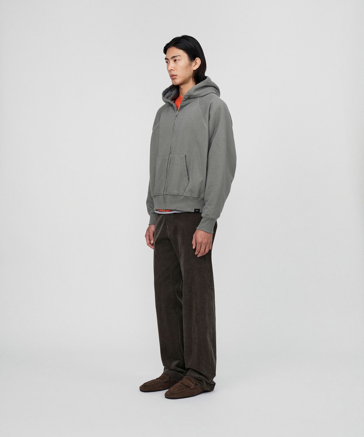 호이테(HEUTE) MASON DAMAGE WASHED HOODIE (LIGHT KHAKI)