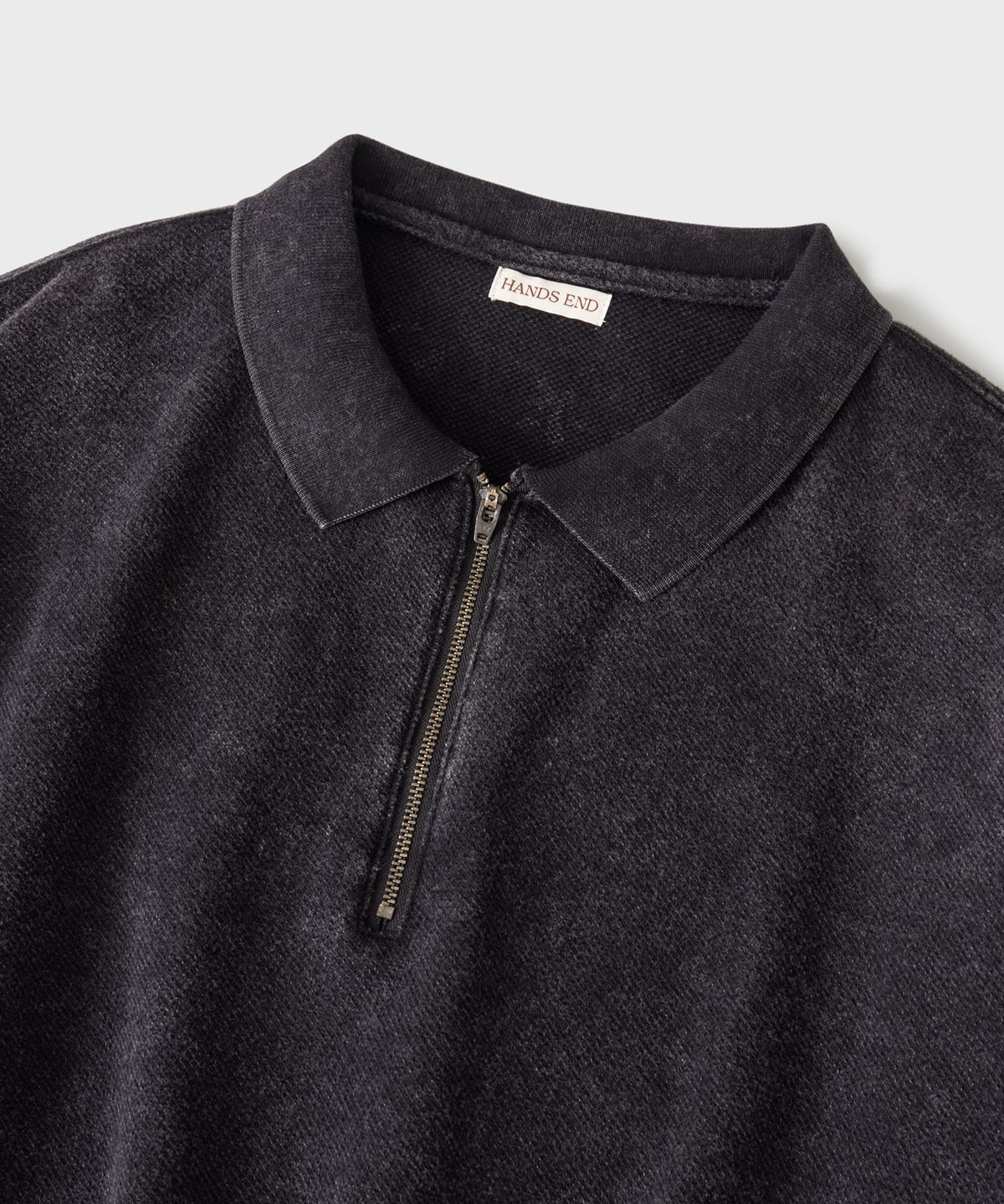 핸즈 엔드(HANDS END) Vintage Half-Zip Sweat Shirt Washed Black