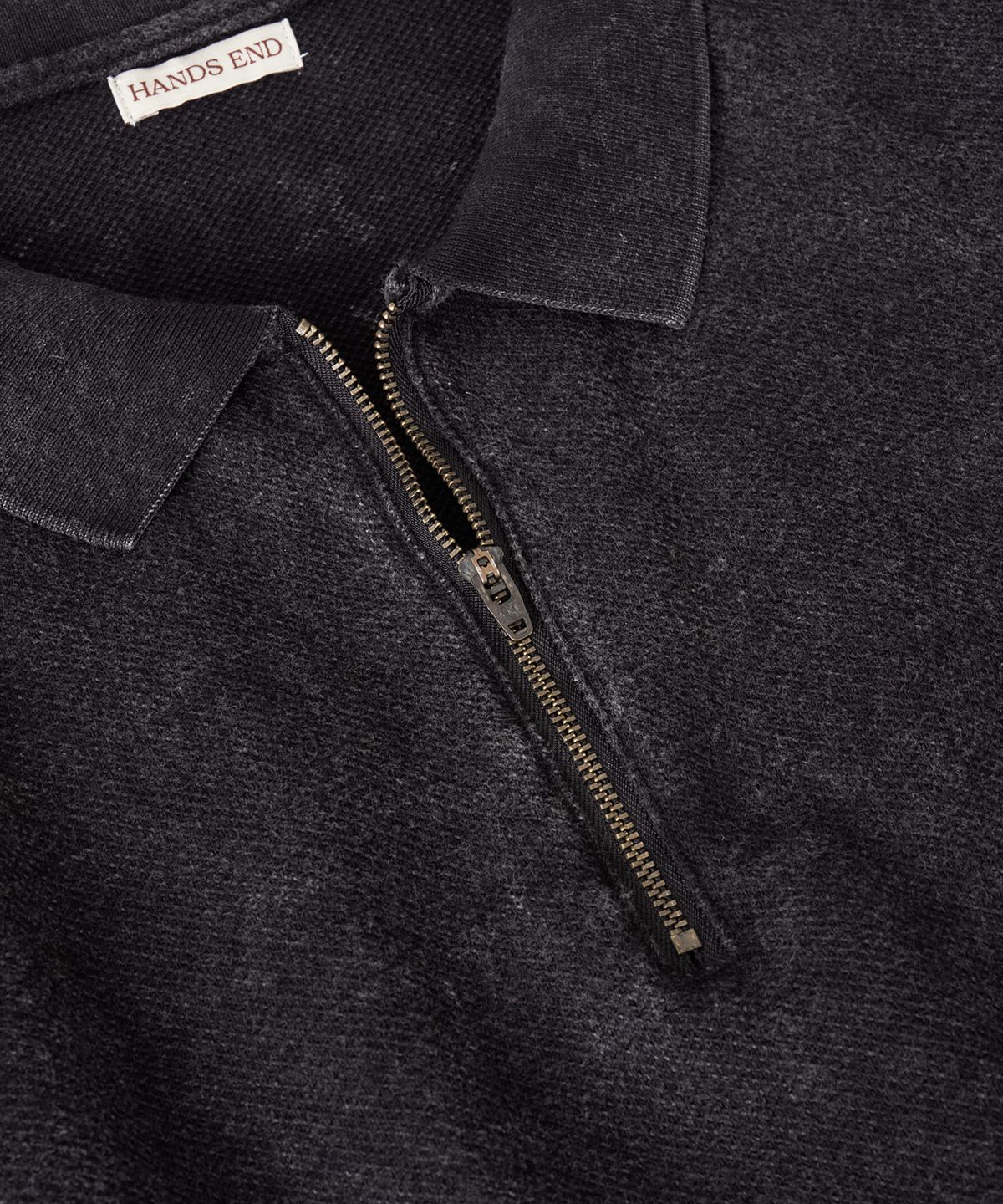 핸즈 엔드(HANDS END) Vintage Half-Zip Sweat Shirt Washed Black