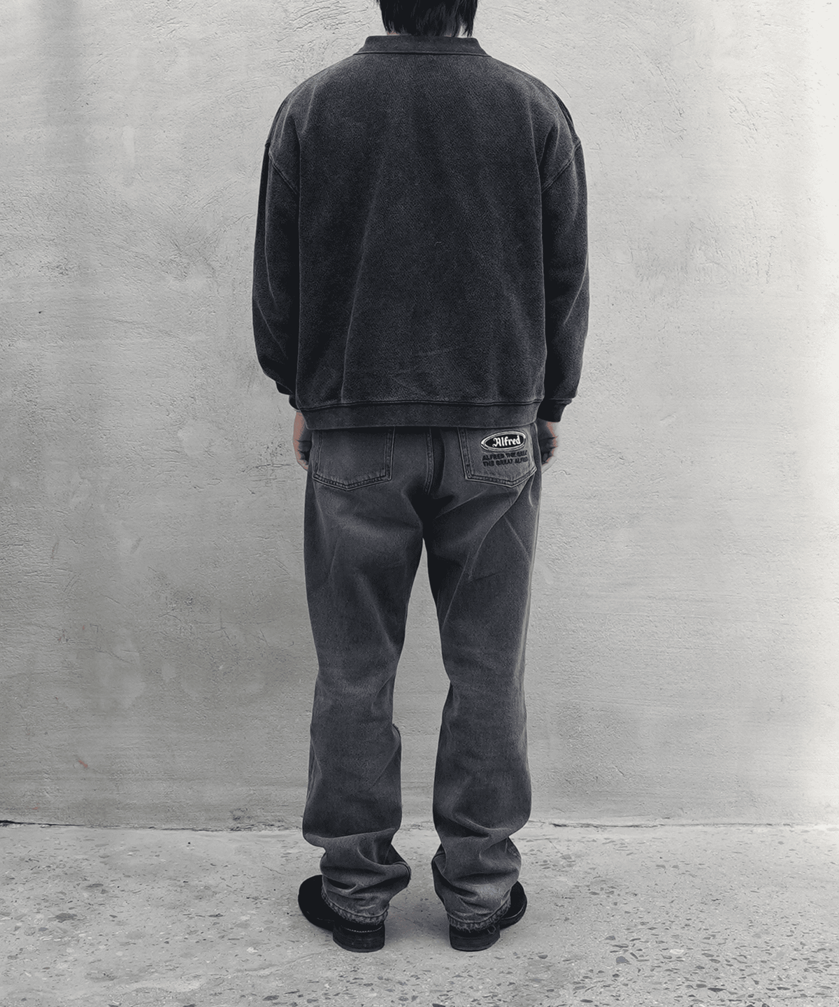 핸즈 엔드(HANDS END) Vintage Half-Zip Sweat Shirt Washed Black