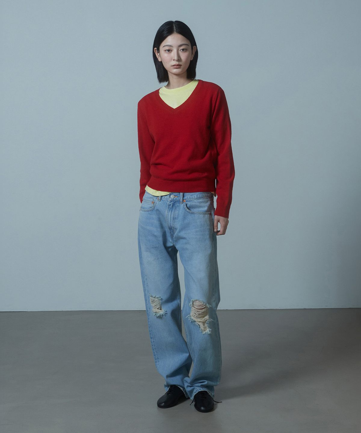 크래키(KRAKKI) [Women] Lambswool V-Neck Knit_Red [KR266PWK904]